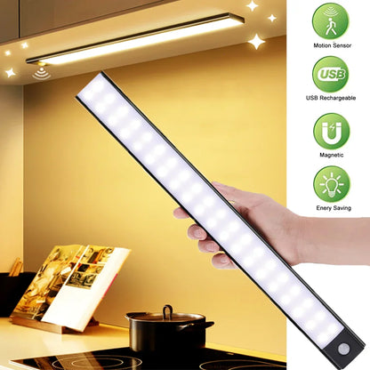 Motion Sensor LED Cabinet Light USB Rechargeable – 3 Color Modes, Stepless Dimming