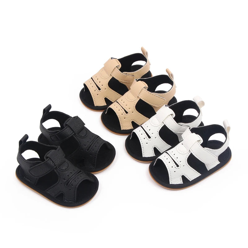 Baby Sandals Anti-Slip Soft PU Leather Toddler Shoes for Boys & Girls 0-18 Months