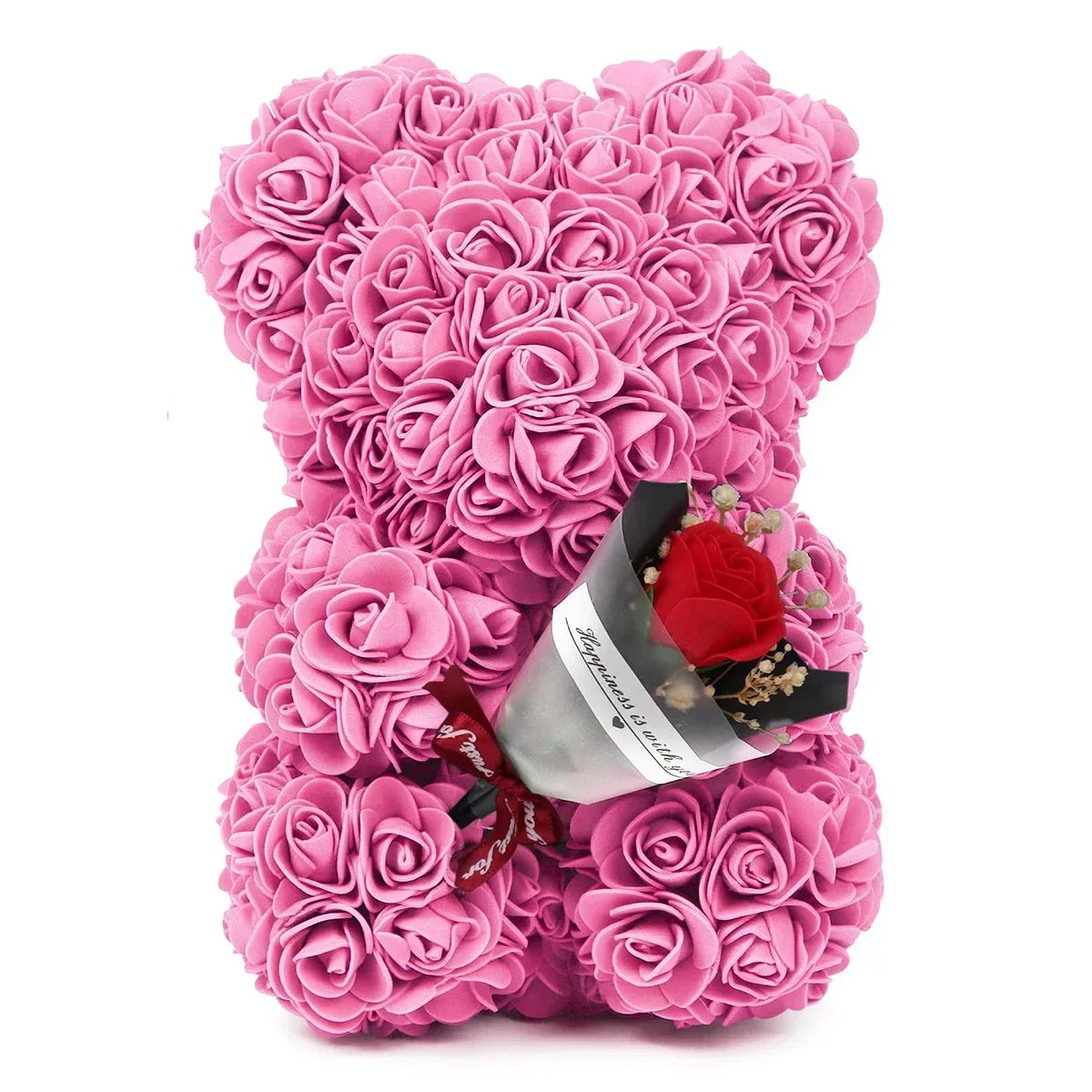 Rose Teddy Bear Gift – Artificial Flower Bear with LED Lights