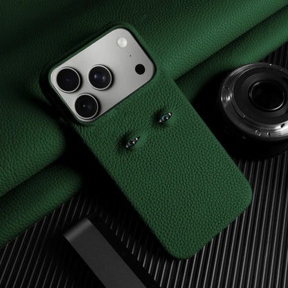 Eyes Lychee Genuine Leather iPhone Case
