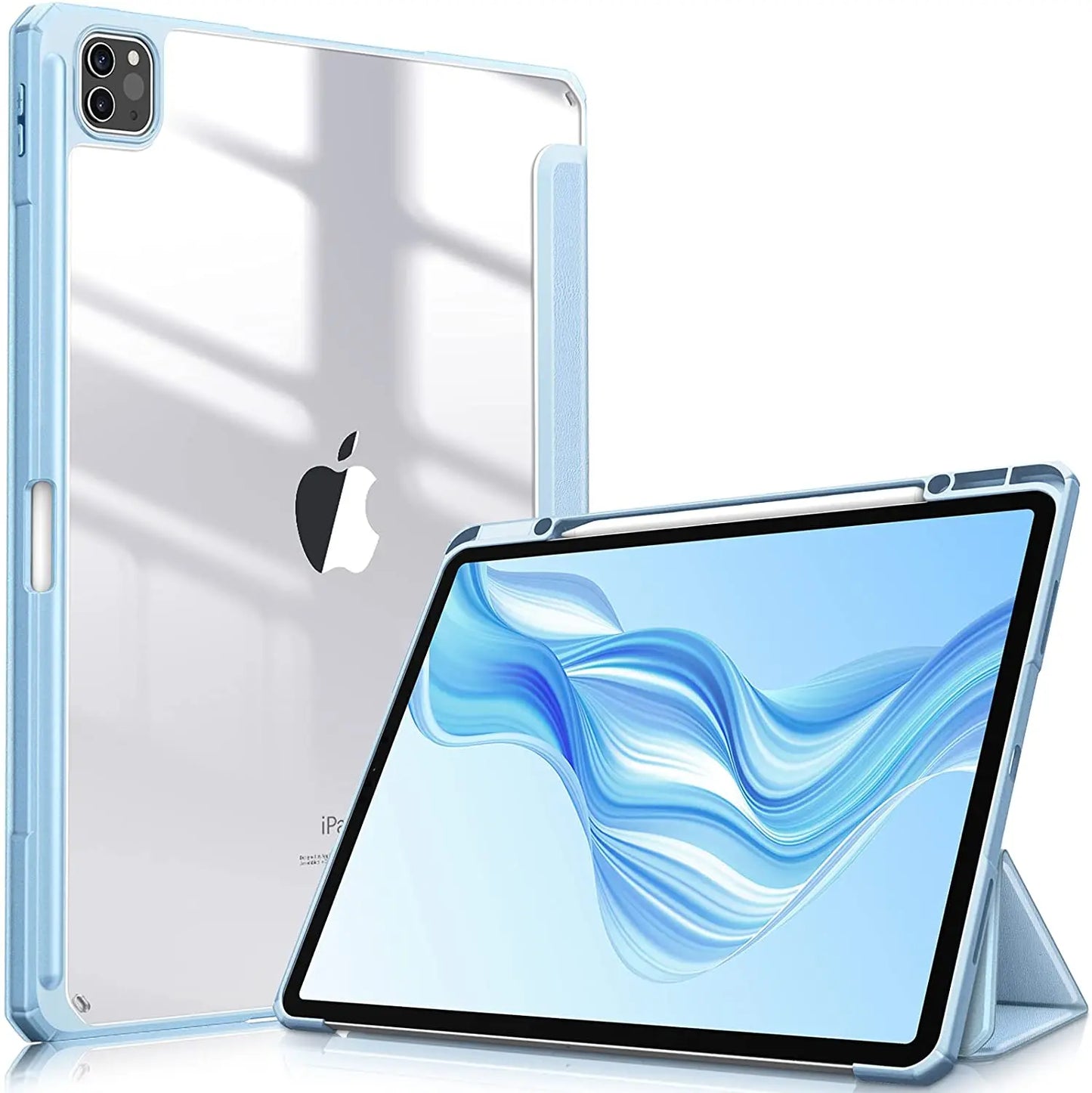 iPad Case with Pencil Holder – Clear Back Folio Cover
