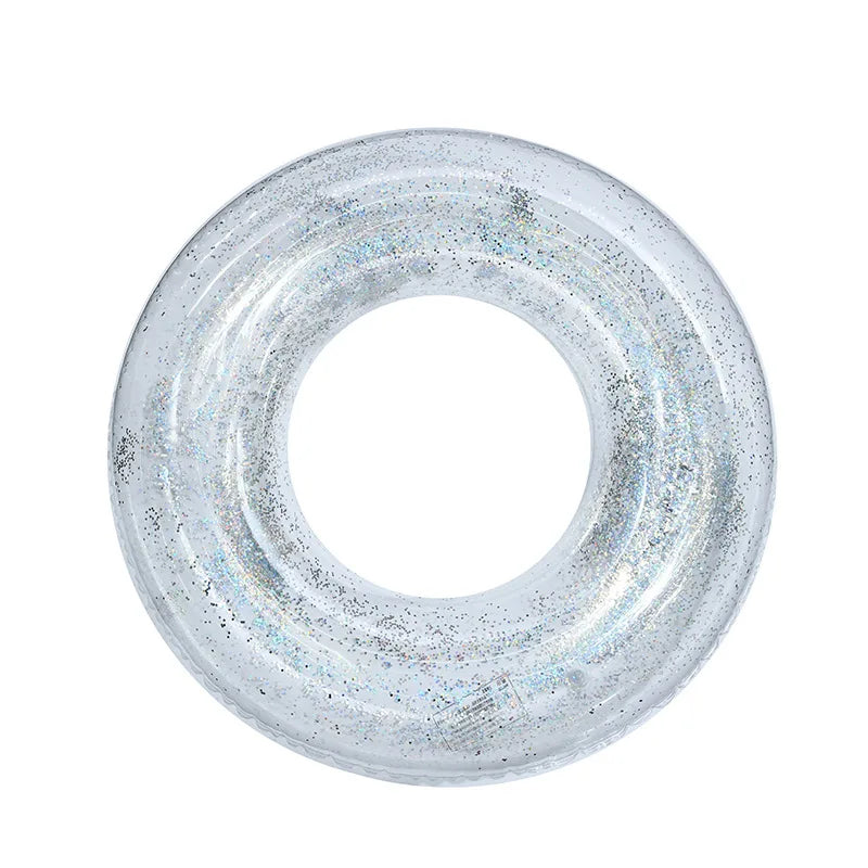 Transparent Glitter Pool Foats Swimming Ring Adult Children Inflatable Tube Giant Float Boys Girl