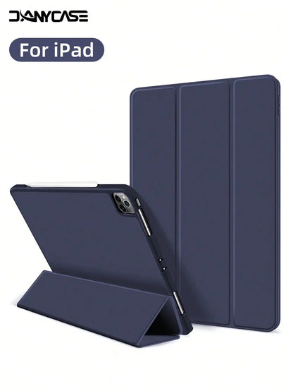 iPad Case with Pencil Slot - Soft Silicone Trifold Smart Cover