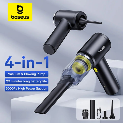 Baseus Cordless Car Vacuum Cleaner & Air Blower Gun – Portable Handheld