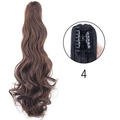 Claw Clip Ponytail Hair Extension 24 Inch Wavy Synthetic Heat Resistant