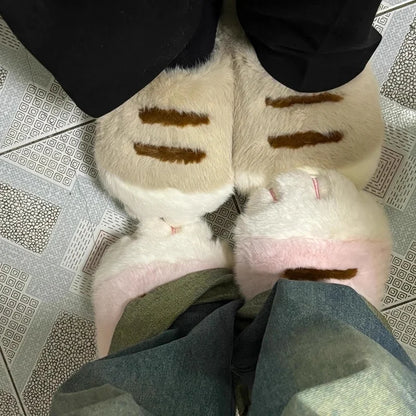 Fluffy Cat Claw Slippers for Women - Warm Non-Slip Furry House Slides