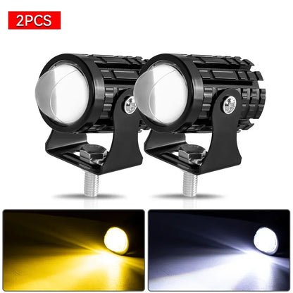 Motorcycle LED Projector Headlight Dual Color Fog Driving Lamp