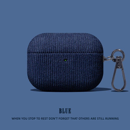 Corduroy AirPods Case with Carabiner Clip – Anti-Scratch Fabric Cover