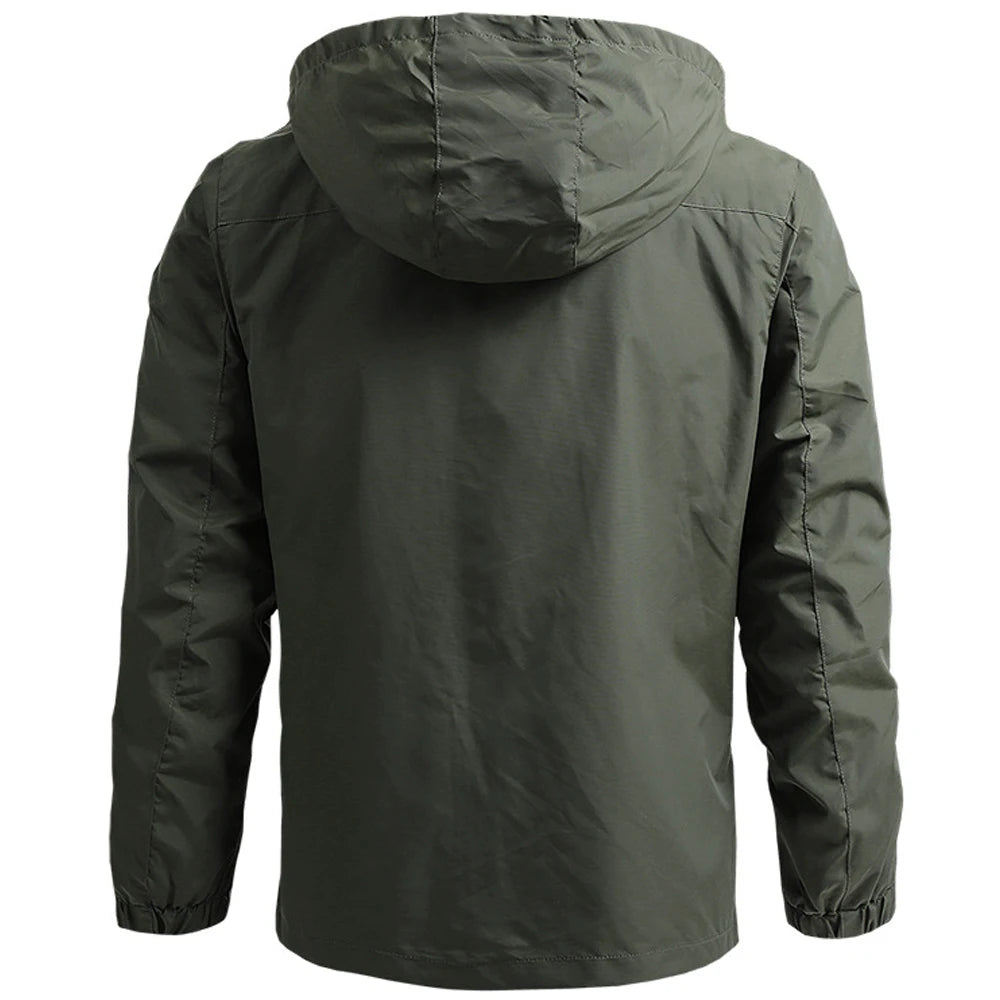 Men's Waterproof Tactical Windbreaker Jacket – Hooded Outdoor Coat
