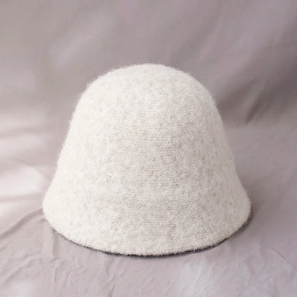 Wool Felt Bucket Hat for Women – Vintage Knit Winter Cap