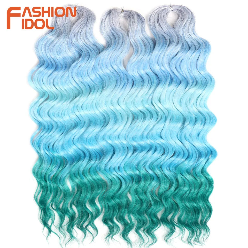 Deep Wave Braiding Hair Extensions 24 Inch – Synthetic Water Wave Crochet Hair