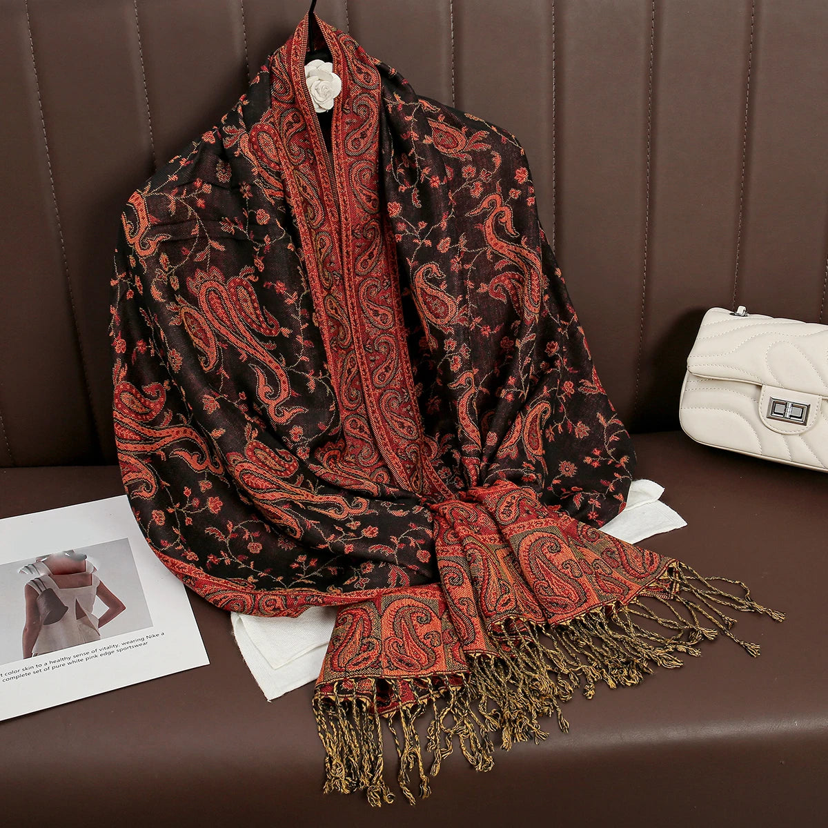 Paisley Print Cashmere Pashmina Shawl for Women – Warm Winter Wrap