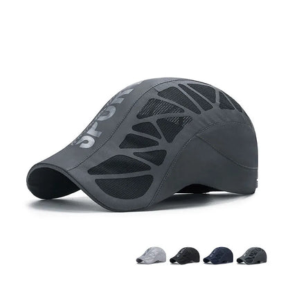 Quick Dry Mesh Flat Cap – Breathable Sports Baseball Hat