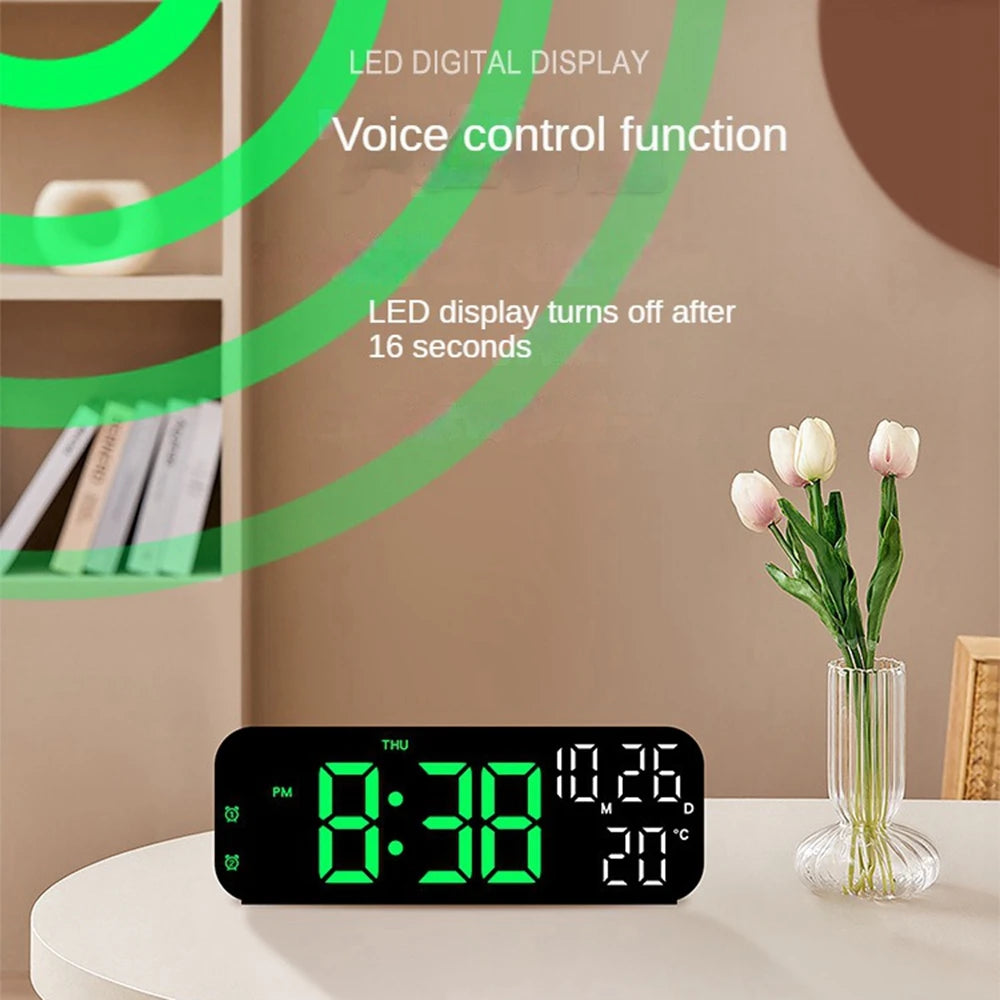 Digital Alarm Clock with Temperature, Date & Voice Control