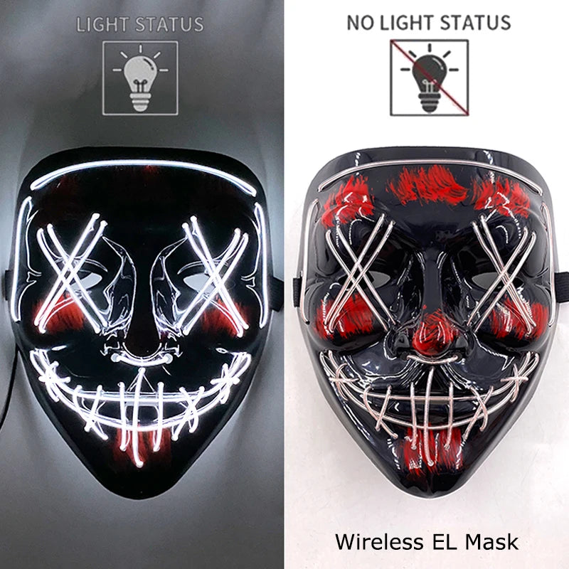 LED Purge Mask – Neon Glow Halloween Cosplay Mask