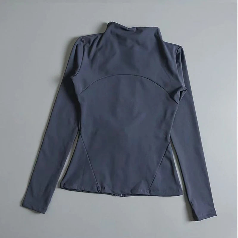 Women's Slim-Fit Fleece Sports Jacket – Long Sleeve Warm Zip-Up Coat