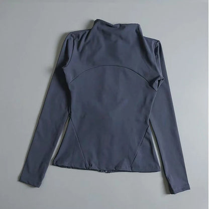 Women's Slim-Fit Fleece Sports Jacket – Long Sleeve Warm Zip-Up Coat