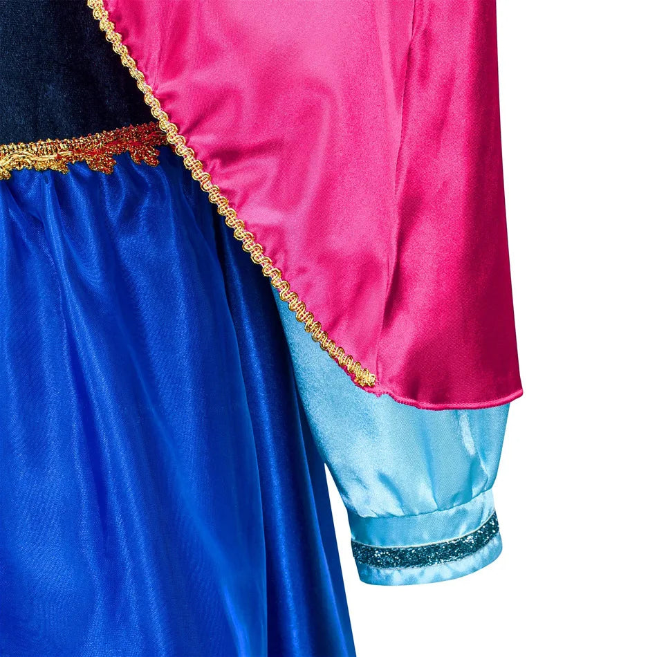 Princess Anna Costume Dress for Girls – Frozen Cosplay with Cape