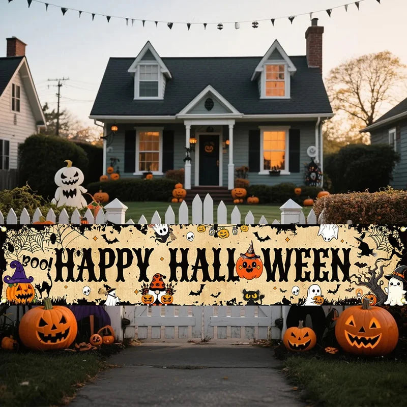 Halloween Banner Outdoor Decoration – Pumpkin Ghost Yard Sign