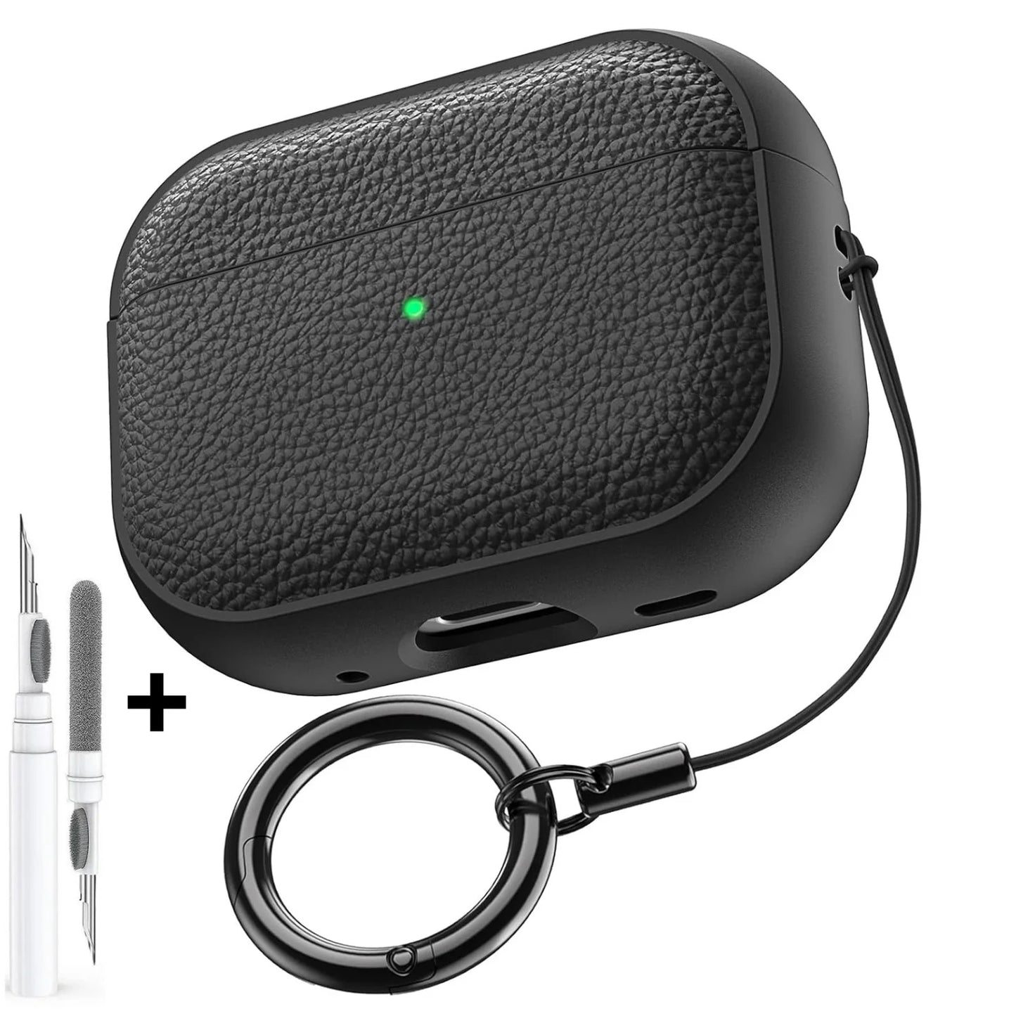 AirPods Case Leather Pattern TPU Cover with Keychain