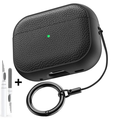 AirPods Case Leather Pattern TPU Cover with Keychain