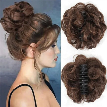 Claw Clip Messy Bun Hair Piece Curly Wavy Synthetic Updo Extension