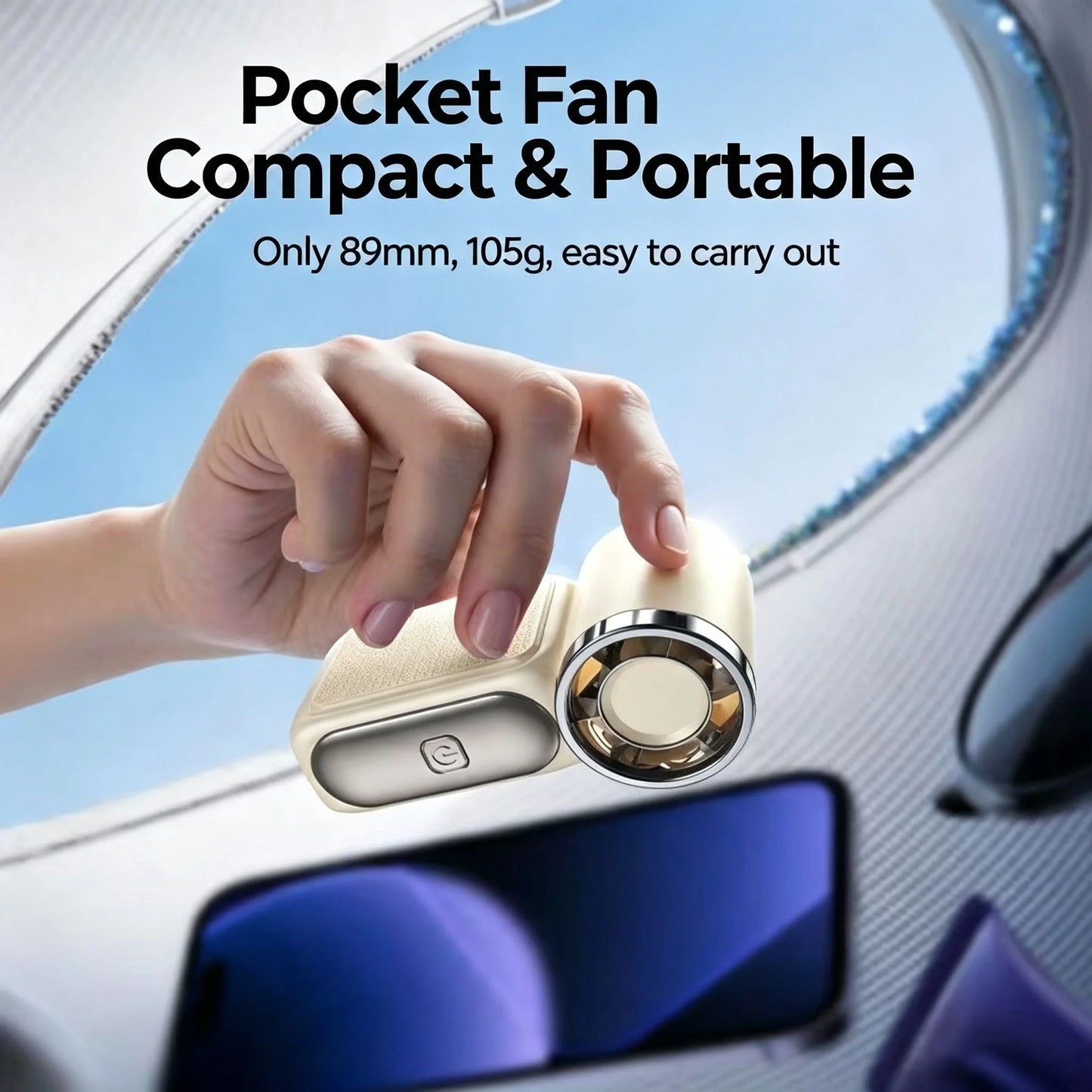 Mini Handheld Turbo Fan 100-Speed USB Rechargeable with LED Display