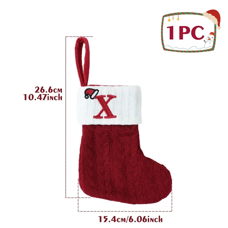 Christmas Alphabet Knit Stocking Ornament – 26 Letters