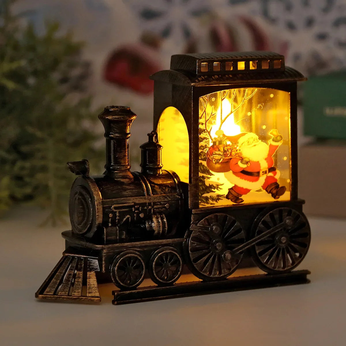 LED Christmas Train Lantern – Vintage Battery-Powered Night Light