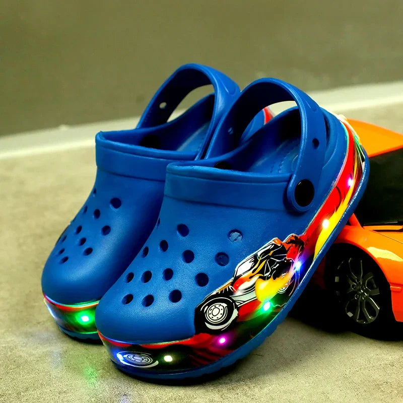 Kids LED Light-Up Clog Sandals – Boys & Girls Summer Hollow Shoes