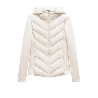 Women's Hooded Patchwork Cotton Jacket – Long Sleeve Sport Coat