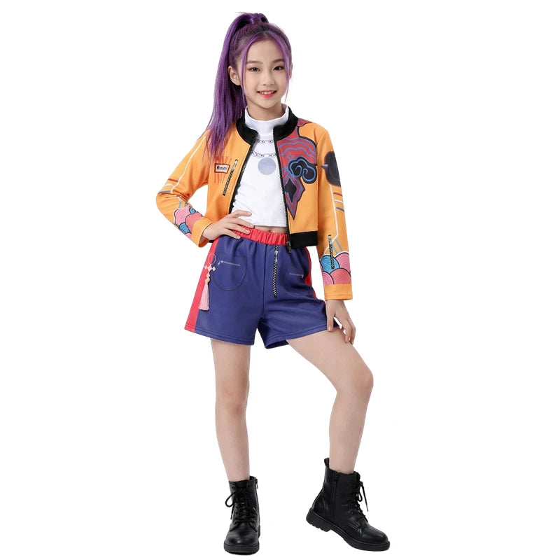 Rumi Anime Cosplay Costume – Kids 3-Piece Dance Outfit Sizes 110–150