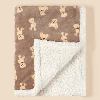 Baby Blanket Sherpa Fleece - Soft Animal Print Swaddle Wrap