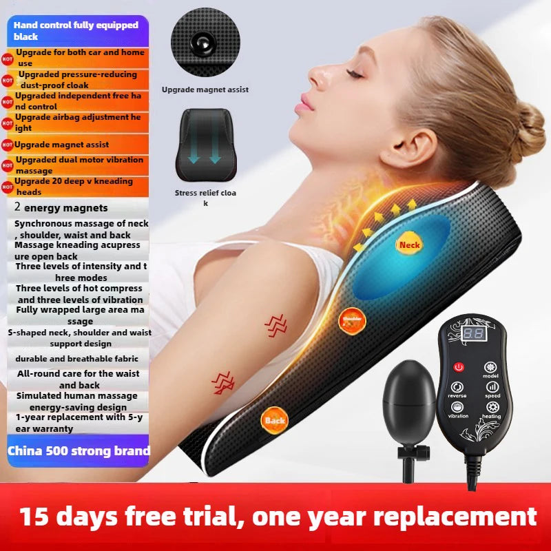 Electric Cervical Neck & Back Massager – Airbag Shiatsu with Heat
