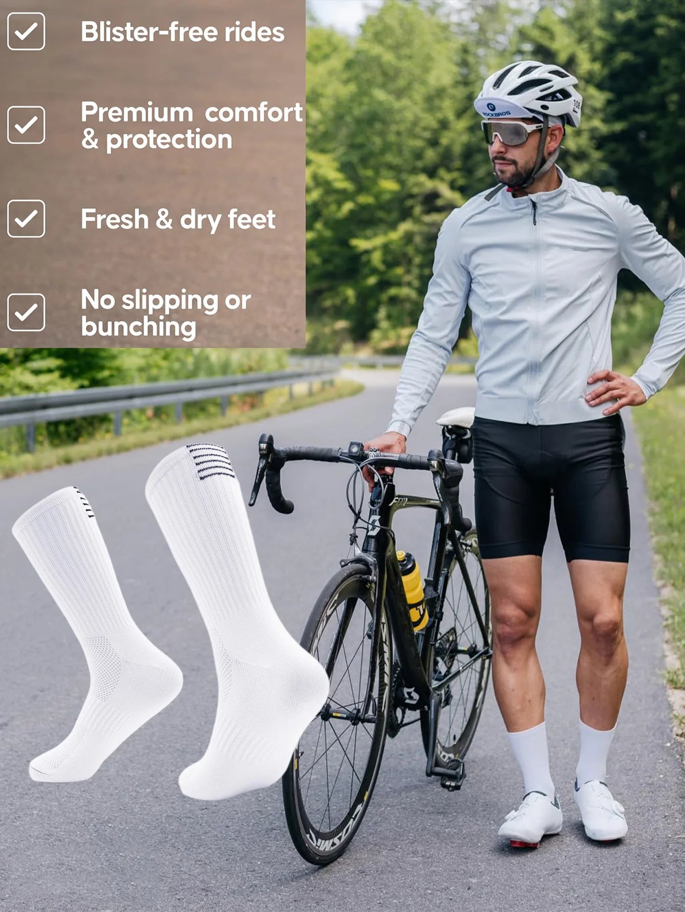 Compression Cycling Socks – Athletic Crew Socks for Men & Women