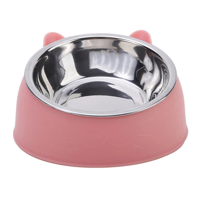 Tilted Stainless Steel Pet Feeding Bowl for Cats & Dogs