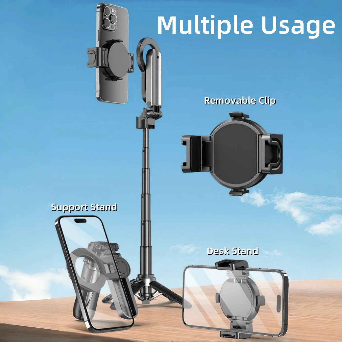 Magnetic Selfie Stick P15mini-C – USB-C Rechargeable, 360° Rotation & Wireless Remote