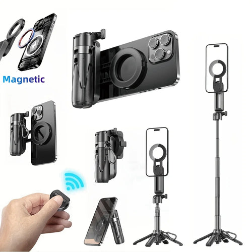Magnetic Selfie Stick P15mini-C – USB-C Rechargeable, 360° Rotation & Wireless Remote