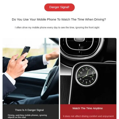 Car Dashboard Clock Mini Quartz Analog Stick-On Glow Watch