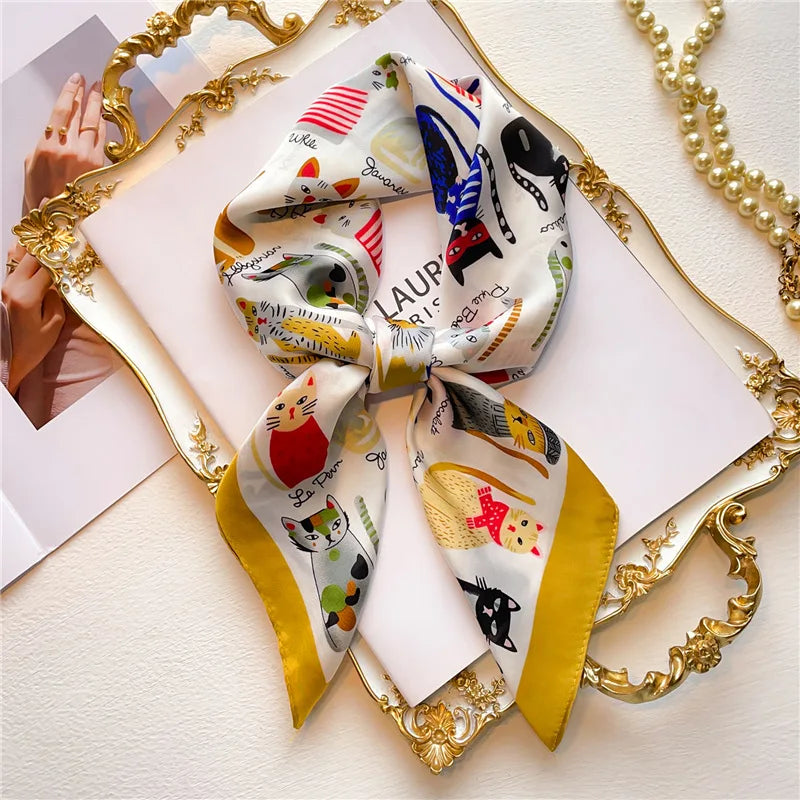 Faux Silk Square Scarf – Elegant Printed Shawl for Women