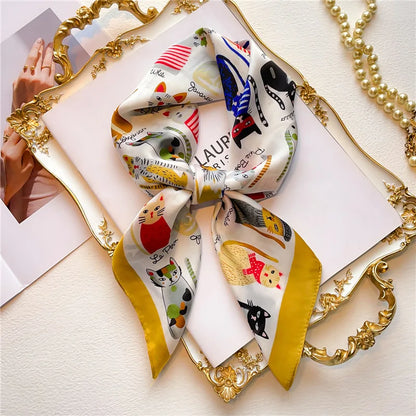 Faux Silk Square Scarf – Elegant Printed Shawl for Women