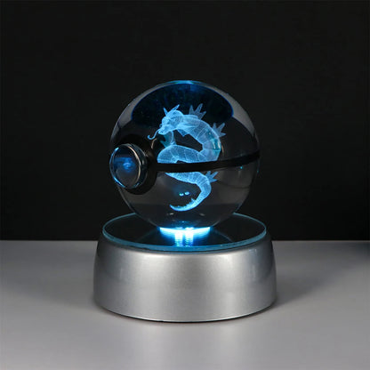 Pokémon Pikachu and Charizard 3D Crystal Poké Ball with LED Base