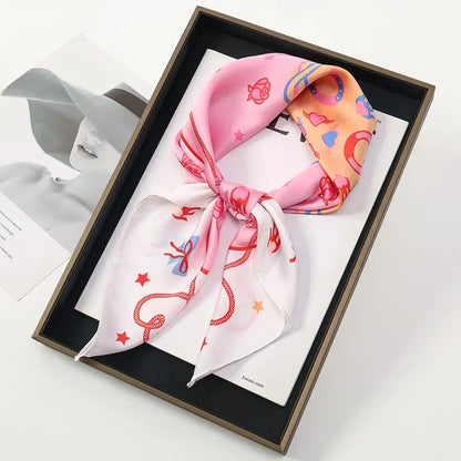 Silk Feel Square Scarf for Women – Satin Hair Wrap & Foulard Shawl