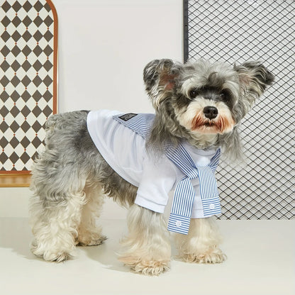 Casual Summer T-Shirt with Striped Scarf for Small & Medium Dogs
