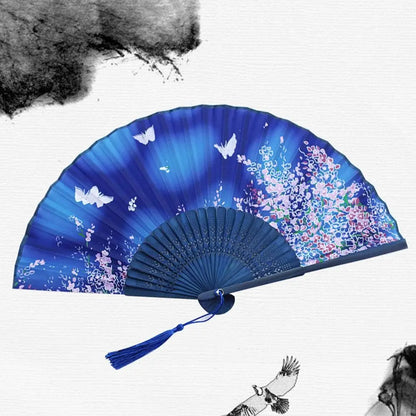 Folding Hand Fan Chinese Silk Fabric Fan for Weddings & Dance
