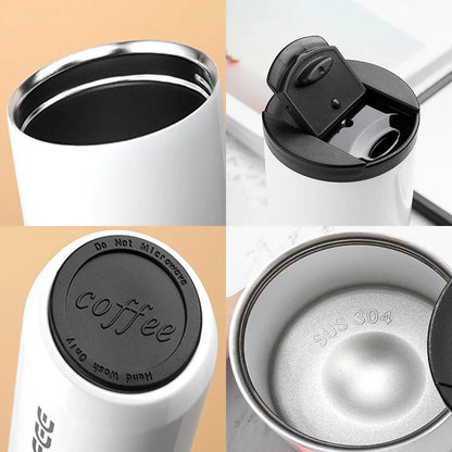 Stainless Steel Vacuum Thermos Coffee Mug 400ml – Leakproof Travel Cup