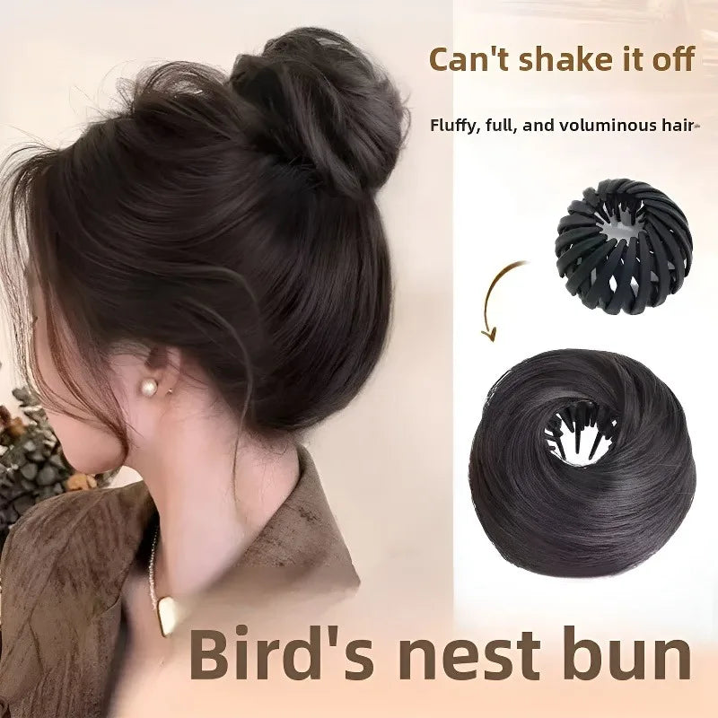 Synthetic Hair Bun Clip Bird's Nest Updo Hairpiece