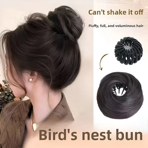 Synthetic Hair Bun Clip Bird's Nest Updo Hairpiece