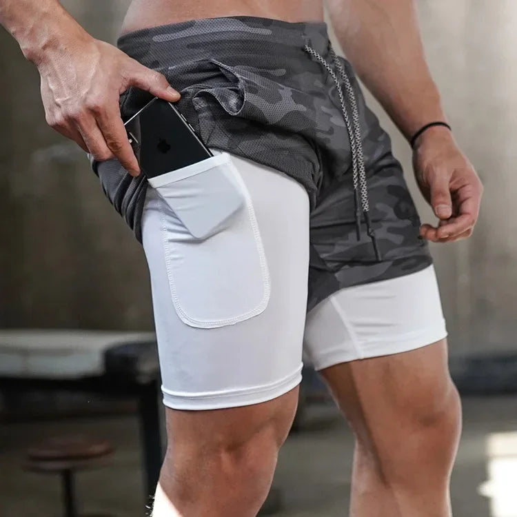 Men's 2-in-1 Running Shorts – Quick Dry Gym Workout Training Shorts