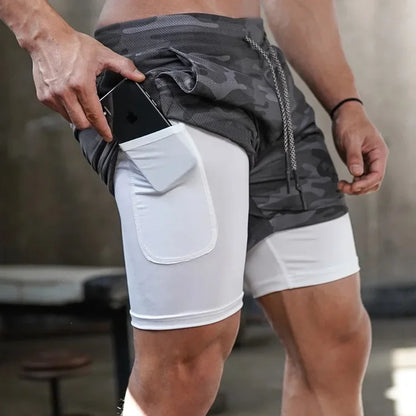 Men's 2-in-1 Running Shorts – Quick Dry Gym Workout Training Shorts